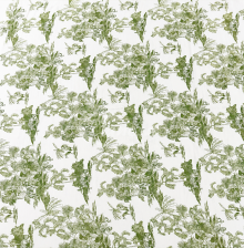 Thin Viscose Fabric with Green “Toile de Jouy” Print