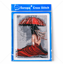 Siuvinėjimo kryželiu rinkinys „Moteris su raudonu skėčiu“ 21 × 29,5 cm
