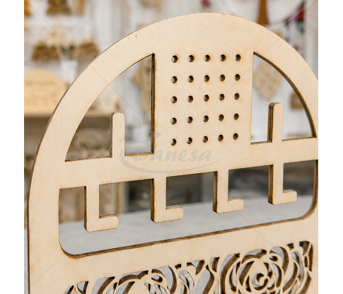 Wooden Jewellery Stand for Earrings and Rings 15 × 15 cm