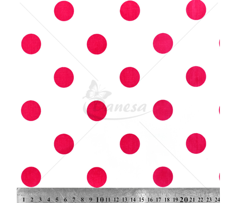 Cotton Fabric, white with pink polka dots