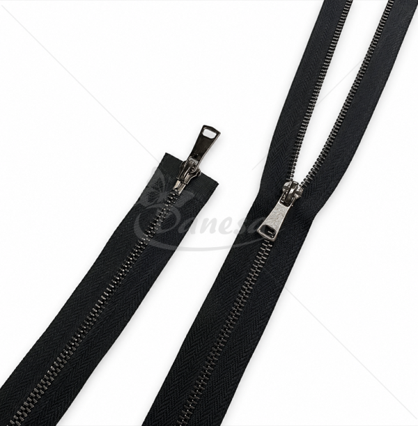 Metalinis užtrauktukas su tamsinto metalo takeliu ir dviem galvutėmis, Nr. 5, 100 cm
