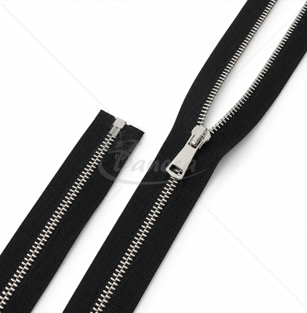 Metalinis užtrauktukas su sidabriniu takeliu, Nr. 5, 90 cm