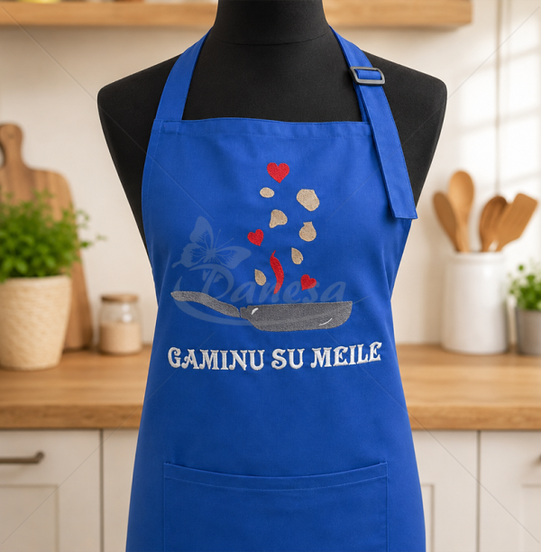 Siuvinėta Virtuvinė Prijuostė „Gaminu su Meile“