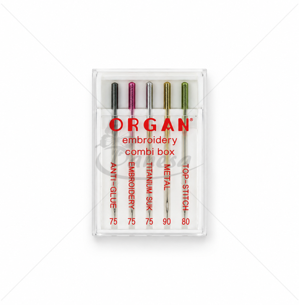 Набор игл ORGAN Embroidery Combi Box для вышивальных машин, 5 шт.