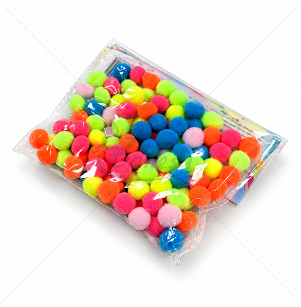 Colorful Pom Pom Balls, 10 mm, 100 pcs.