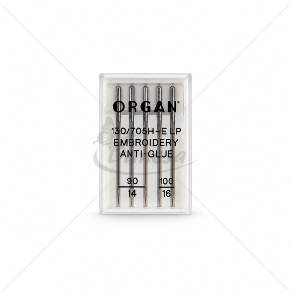 ORGAN 130/705H-ELP Embroidery Machine Needles Anti-Glue 90/14–100/16
