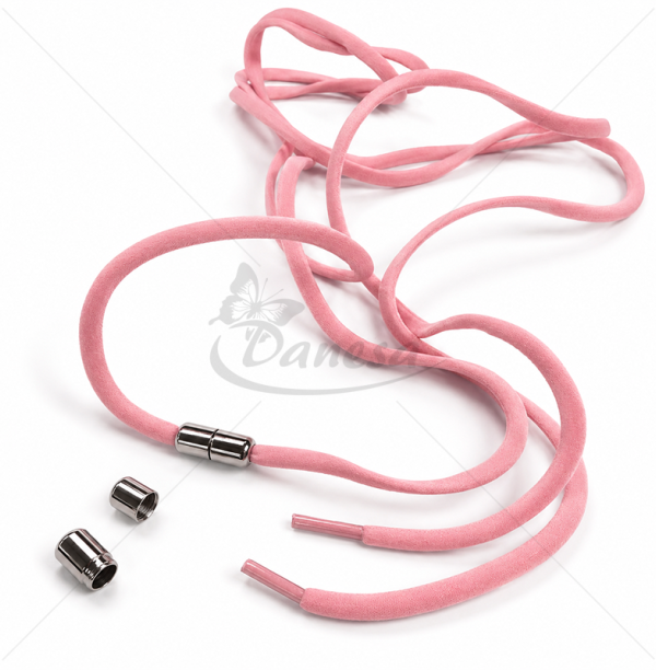 Pink Elastic Shoelaces with Screw-On Lock, 100 cm
