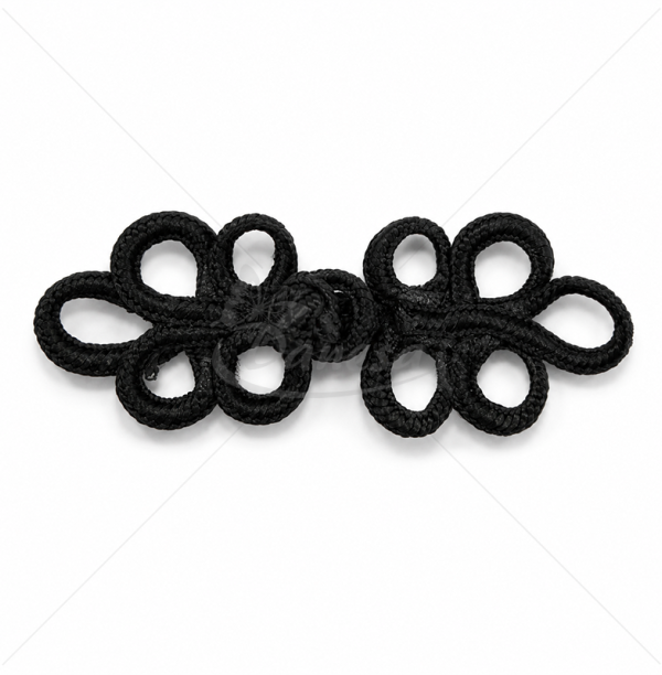 Black Decorative Cord Closure for Clothing (Approx. 8,5 × 3 cm)