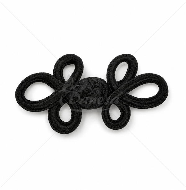 Black Decorative Cord Closure for Clothing (Approx. 6 × 3.2 cm)