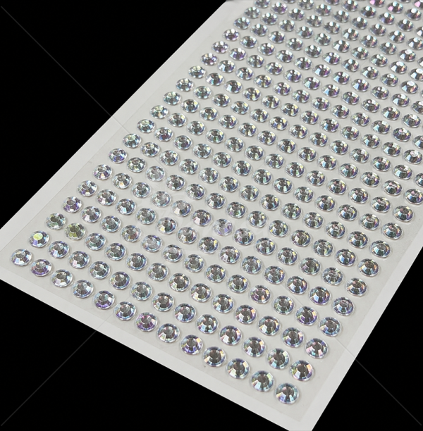 Self-Adhesive Round Rhinestones with Iridescent Shine, 6 mm, 504 pcs
