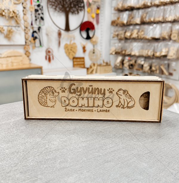 Wooden Animal Domino Game with Storage Box