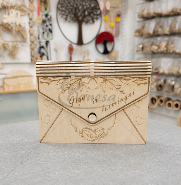 Wooden Wedding Money Envelope “Happily Ever After” 17 × 13 cm