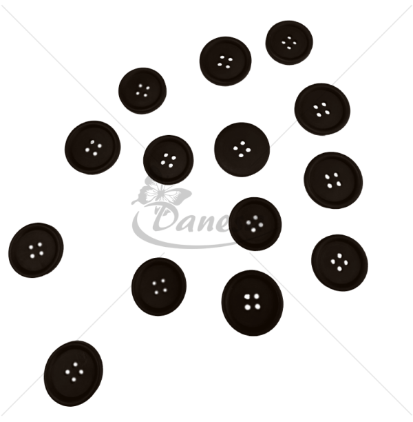 Black round classic four-hole sewing buttons 24L–40L