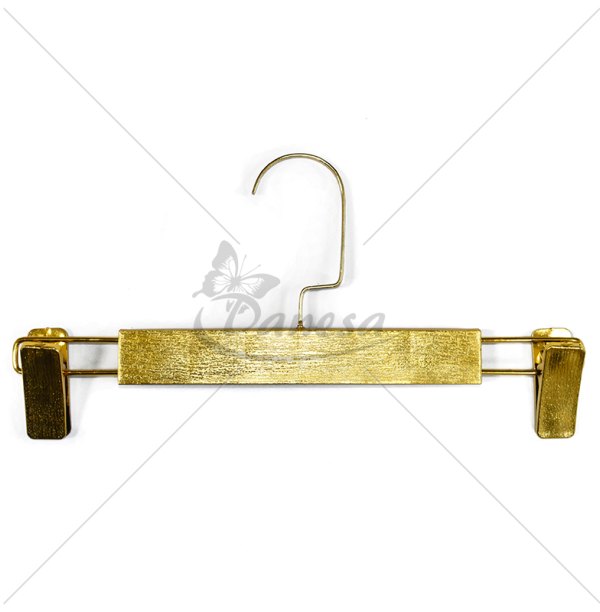 Gold hanger with clips for trousers