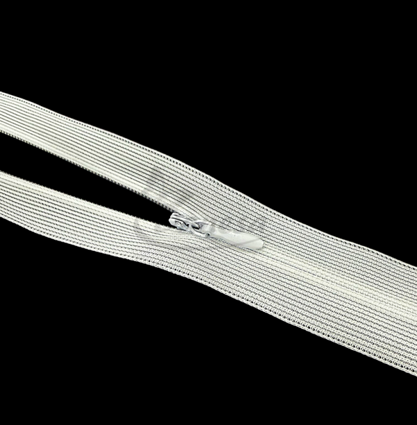 White invisible zipper in various lengths