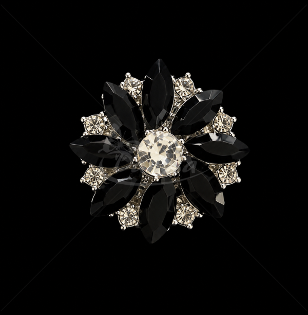 Brooch/Button cover Black Flower