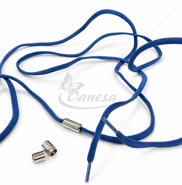 Light Blue Elastic Shoelaces with Screw-On Lock, 100 cm