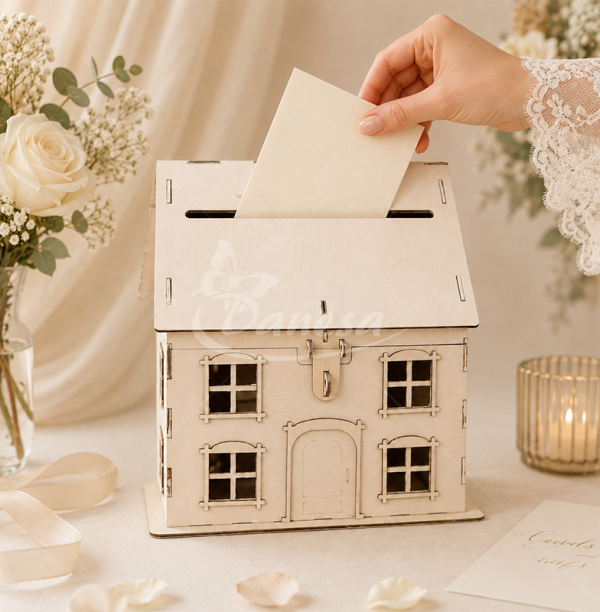 Wedding Envelope Box House Made from Plywood