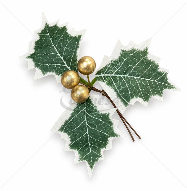 Christmas Decorative Sprig with Gold Berries, approx. 12 cm