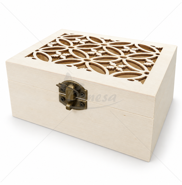 Decorative Wooden Box with Cut-Out Lid