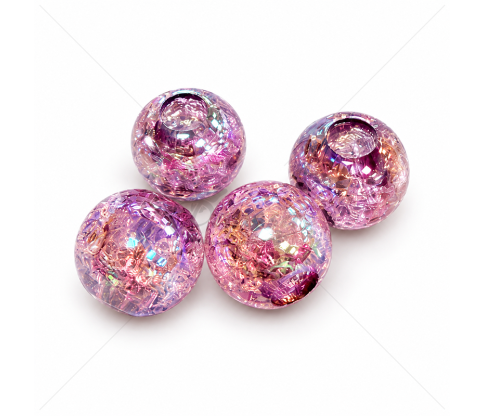 Large Crackle Plastic Beads with Aurora Shine 20 mm – 4 pcs