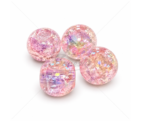 Large Crackle Plastic Beads with Aurora Shine 20 mm – 4 pcs