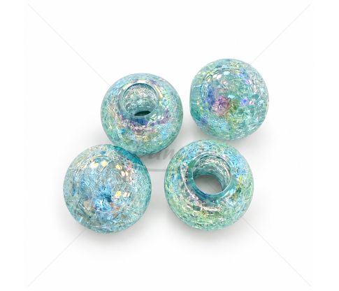Large Crackle Plastic Beads with Aurora Shine 20 mm – 4 pcs