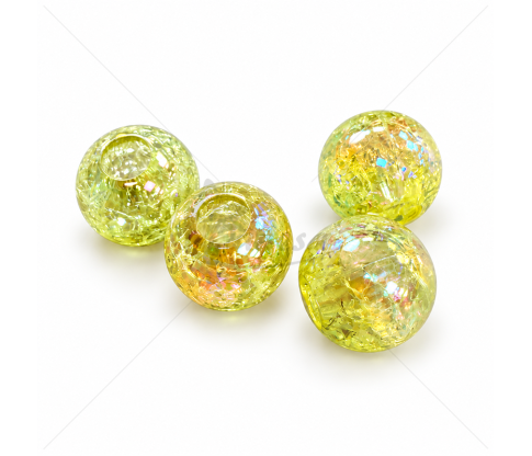 Large Crackle Plastic Beads with Aurora Shine 20 mm – 4 pcs
