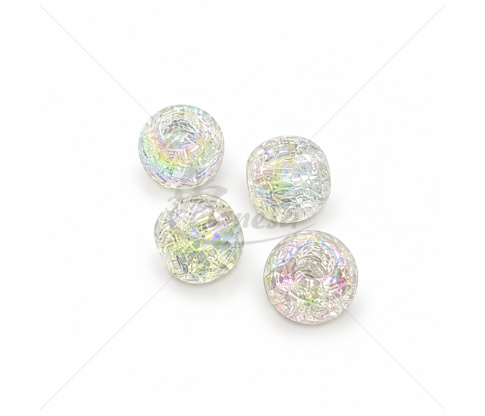 Large Crackle Plastic Beads with Aurora Shine 20 mm – 4 pcs