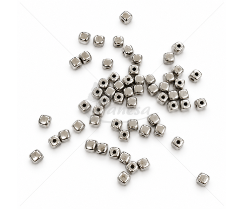 Cube-Shaped Metallic Plastic Beads 4 × 4 mm – 10 g