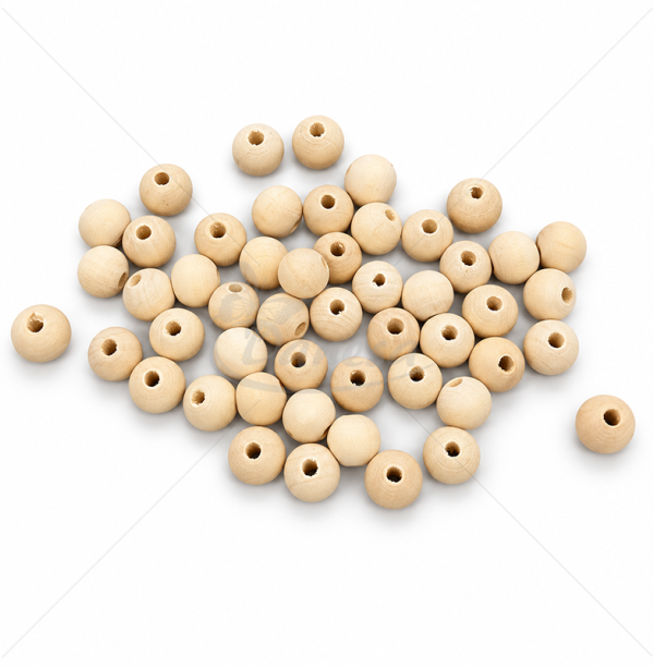Natūralūs mediniai karoliukai 12 mm – 50 vnt.