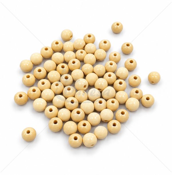 Lakuoti mediniai karoliukai 10 mm – 20 g