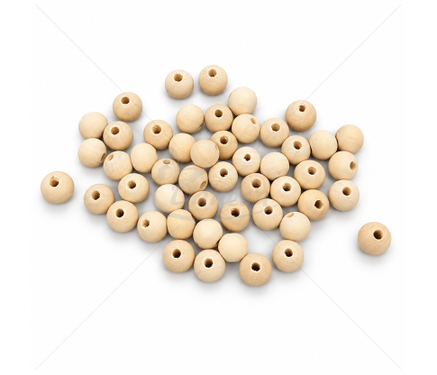 Natūralūs mediniai karoliukai 12 mm – 50 vnt.