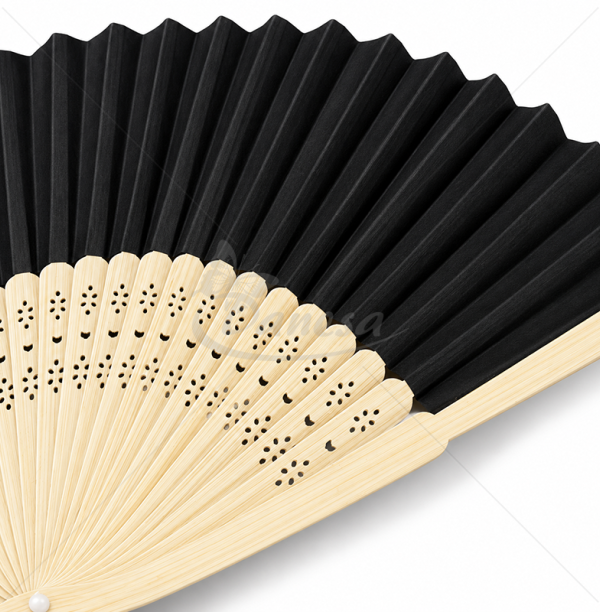 Paper Fan with Carved Wooden Handles 21 cm