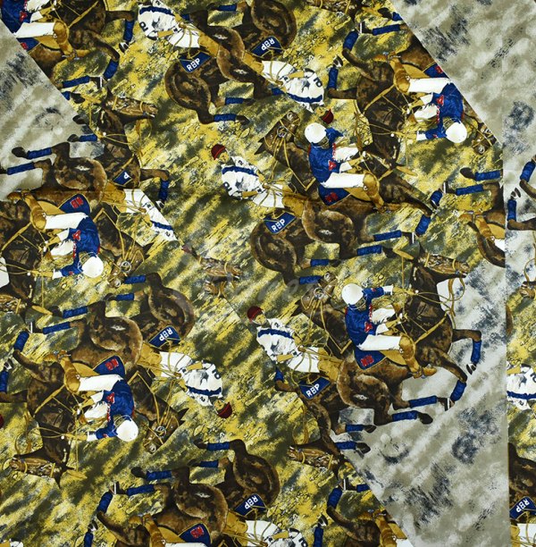 Natural silk in coupons, "Horses", multicolor