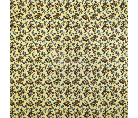 Natural silk in coupons, "Flowers and berries", yellow color