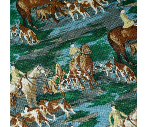 Natural silk, "Horses", green color