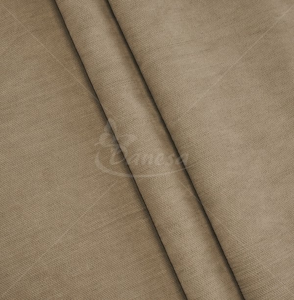 Blackout curtain fabric, velvet structure, dark sand color