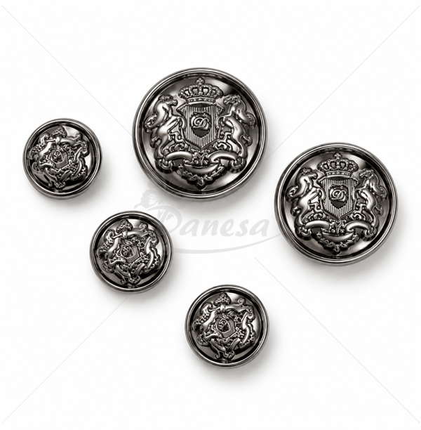 Глянцевая металлическая пуговица с гербовым мотивом, 24L / 36L