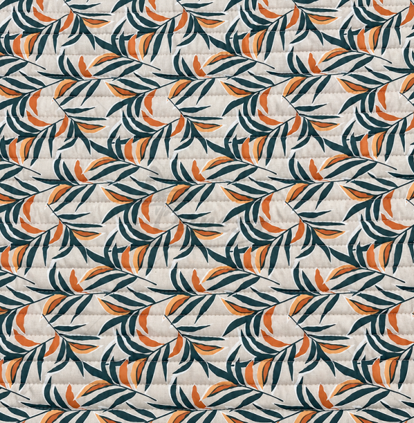 Double-Sided Quilted Cotton Fabric with Colorful Leaf and Leopard Prints