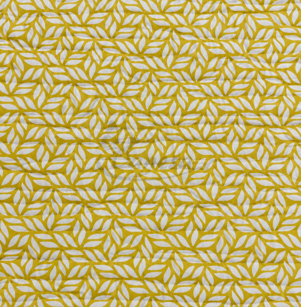 Double-Sided Quilted Cotton Fabric with Leaf and Floral Print