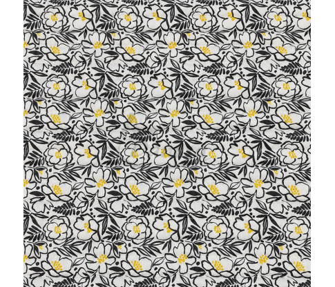 Double-Sided Quilted Cotton Fabric with Leaf and Floral Print