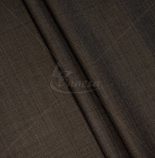 Suit fabric, Virgin Wool, mottled weave, dark brown color