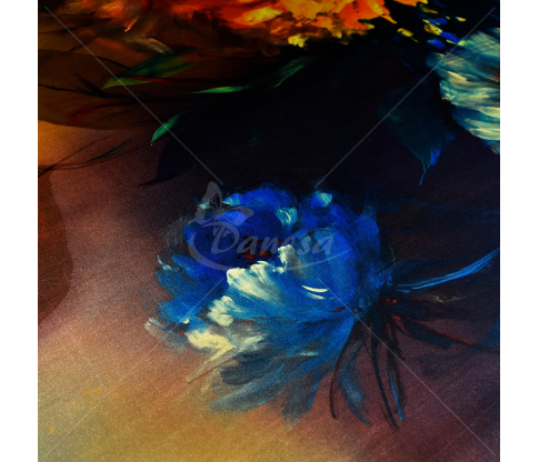 Natural silk, very large flower pattern, dark background