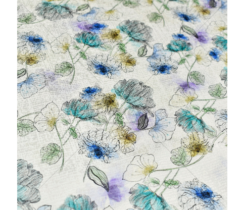 Natural silk "Wildflowers", white color
