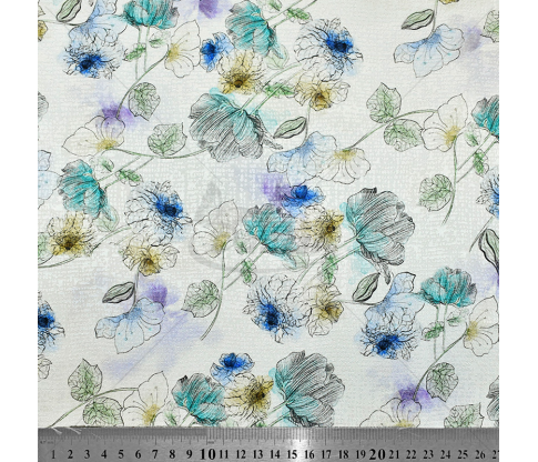Natural silk "Wildflowers", white color