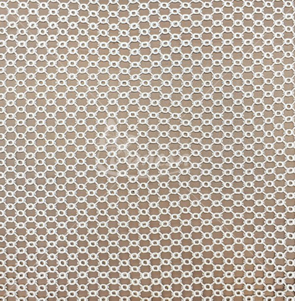 Viscose guipure, geometric pattern, white color