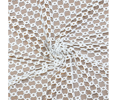 Viscose guipure, geometric pattern, white color