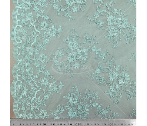 Guipure, flower pattern, light blue color