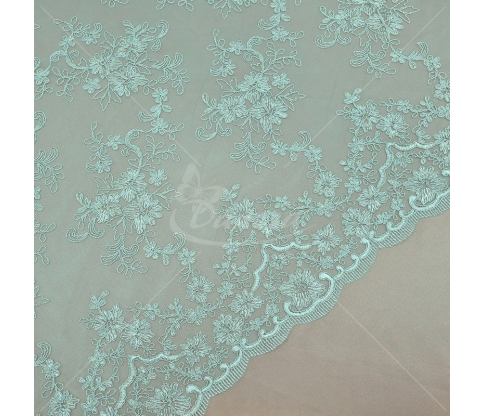 Guipure, flower pattern, light blue color